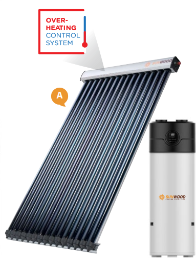 SUNWOOD POMPA DI CALORE PER PRODUZIONE ACQUA CALDA SANITARIA HEAT PUMP 300 CON INTEGRAZIONE SOLARE SOTTOVUOTO OCS