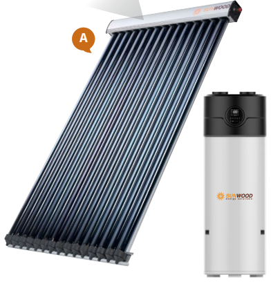 SUNWOOD POMPA DI CALORE PER PRODUZIONE ACQUA CALDA SANITARIA HEAT PUMP 300 CON INTEGRAZIONE SOLARE SOTTOVUOTO