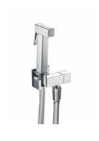 FIORE KIT SHUT-OFF QUADRO IN OTTONE CROMATO CON FLESSIBILE ANTITORSIONE 120 CM IN PVC GRIGIO METALLIZZATO CON RUBINETTO E SUPPORTO INTEGRATO CROMO