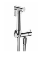 FIORE KIT SHUT-OFF TONDO IN OTTONE CROMATO CON FLESSIBILE ANTITORSIONE 120 CM IN PVC GRIGIO METALLIZZATO CON RUBINETTO E SUPPORTO INTEGRATO CROMO