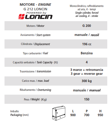 MOTOCARRIOLA DUMPER BENZINA SF4WD W-I