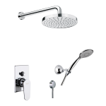 FIORE KEVON MISCELATORE DOCCIA INCASSO CON DEVIATORE, BRACCIO DOCCIA E SOFFIONE Ø200 mm, PRESA ACQUA E DUPLEX, DOCCIA IDROMASSAGGIO SIRIO CROMO