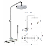 FIORE TERMOTY MISCELATORE TERMOSTATICO DOCCIA CON COLONNA E SOFFIONE TONDO Ø 200 CROMO