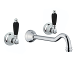 FIORE COLONIALE BLACK BATTERIA LAVABO 3 FORI A MURO CROMO