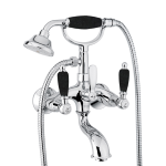 FIORE COLONIALE BLACK GRUPPO VASCA CON FLEX E DOCCIA CERAMICA BIANCA CROMO