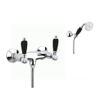 FIORE COLONIALE BLACK GRUPPO DOCCIA ESTERNO CON DUPLEX E DOCCIA CERAMICA NERA CROMO