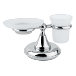 FIORE PORTA SAPONE E BICCHIERE D'APPOGGIO IN VETRO