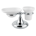 FIORE PORTA SAPONE E BICCHIERE D'APPOGGIO IN CERAMICA