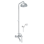 FIORE XT SKY GRUPPO VASCA CON COLONNA TELESCOPICA E SOFFIONE TONDO Ø 200 mm DUPLEX E DOCCIA CERAMICA BIANCA CROMO