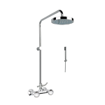 FIORE XT SKY GRUPPO DOCCIA CON COLONNA TELESCOPICA E SOFFIONE TONDO Ø 200 mm DUPLEX E DOCCIA CERAMICA BIANCA CROMO