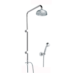 FIORE COLONNA DOCCIA CON SOFFIONE IN OTTONE Ø200 mm DEVIATORE, FLEX E DUPLEX DOCCETTA RETRO CROMO