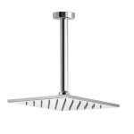 FIORE SOFFIONE DOCCIA QUADRO IN ACCIAIO ISPEZIONABILE 200 X 200 mm CON  BRACCIO DOCCIA VERTICALE CM 30 CROMO