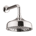 FIORE SOFFIONE DOCCIA ANTICO IN OTTONE Ø200 CON  BRACCIO DOCCIA CM 35 CROMO