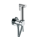 FIORE MISCELATORE A PARETE CON DOCCETTA IGIENICA, FLEX 120 CM CROMO