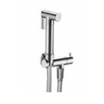 FIORE KIT SHUT-OFF TONDO IN OTTONE CROMATO CON FLESSIBILE ANTITORSIONE 120 CM IN PVC GRIGIO METALLIZZATO CON RUBINETTO E SUPPORTO INTEGRATO CROMO