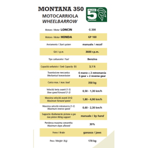 MOTOCARRIOLA BENZINA MONTANA 350 MOTORE LONCIN
